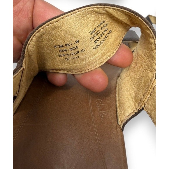 OluKai Sandals Womens 10 Brown Hi'ona Pa'i Slingback Leather Textured 20346-4834 - Picture 5 of 6